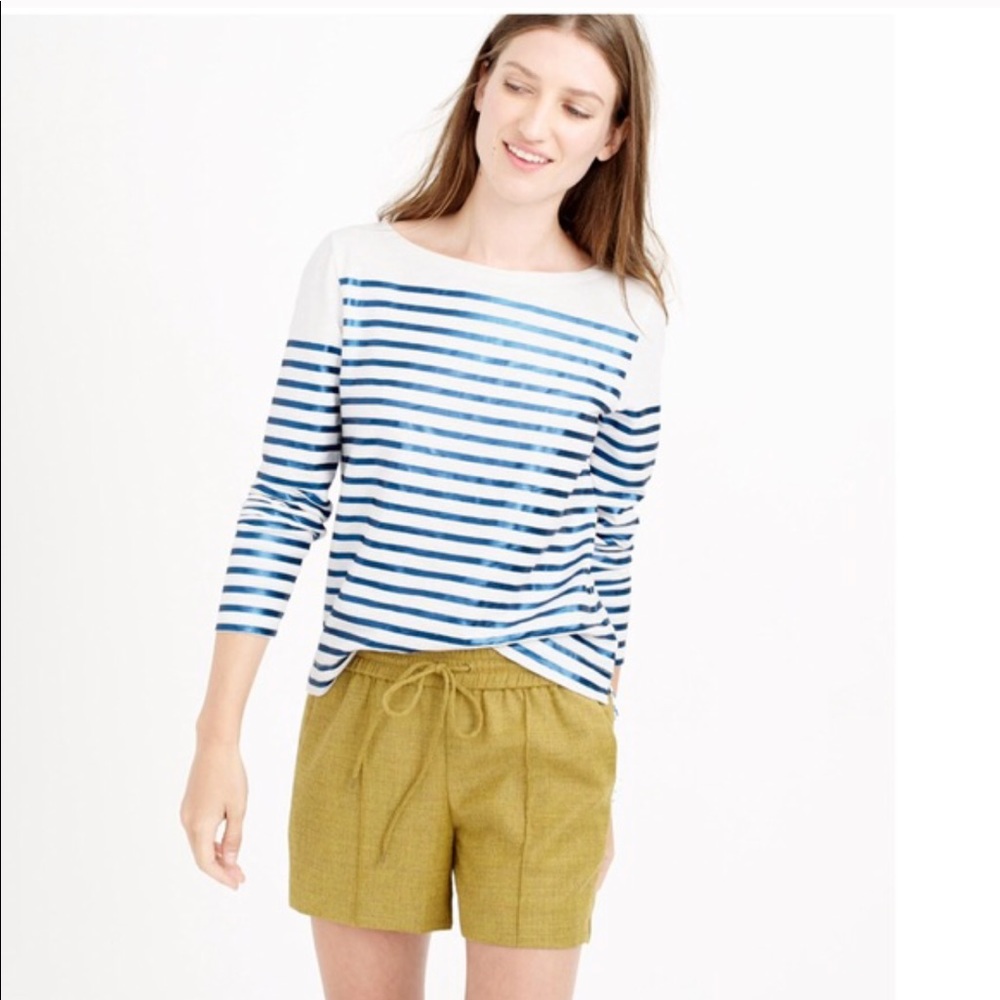 Shiny blue and white striped tee from J. Crew s-m